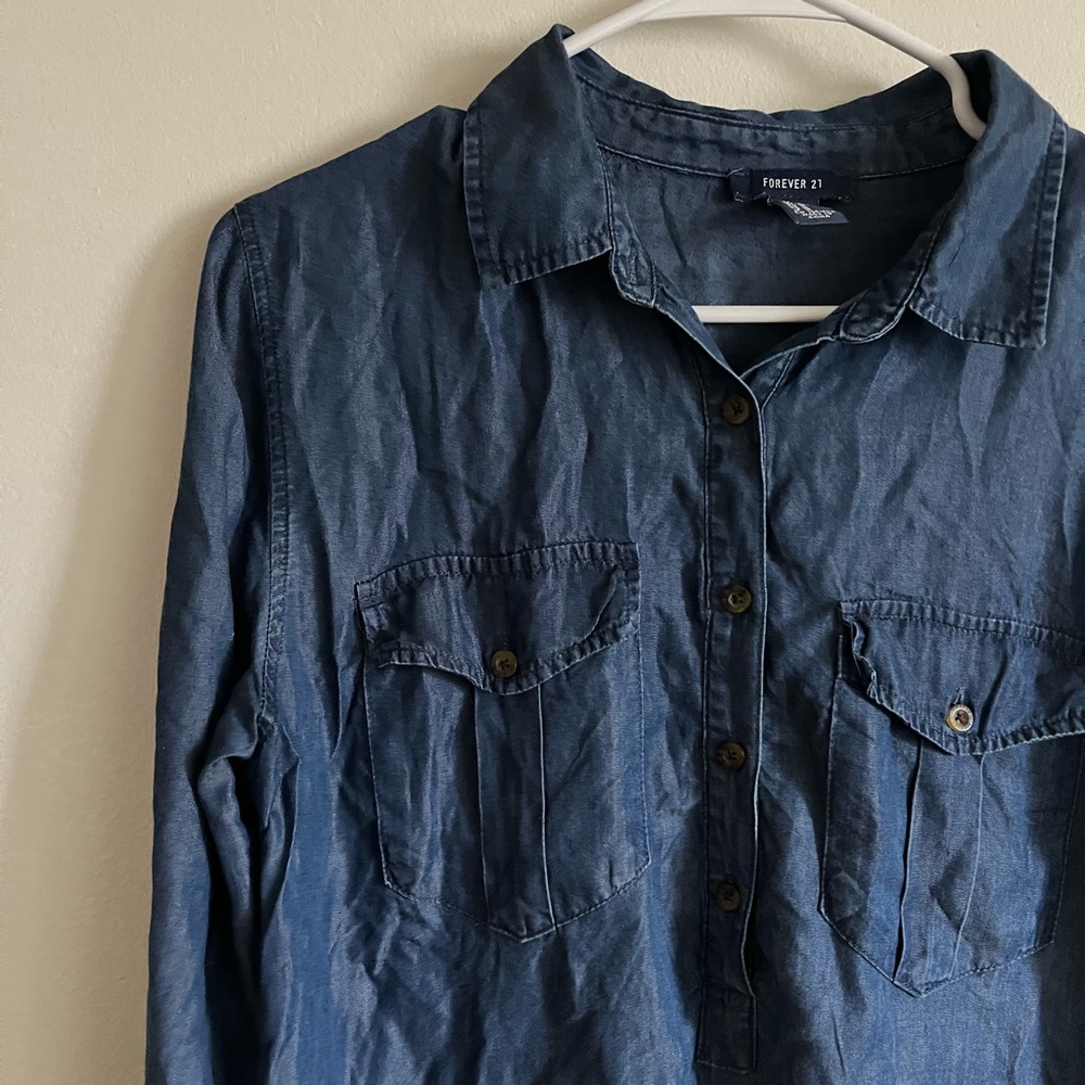 Forever 21 Denim Dress Knee Length
